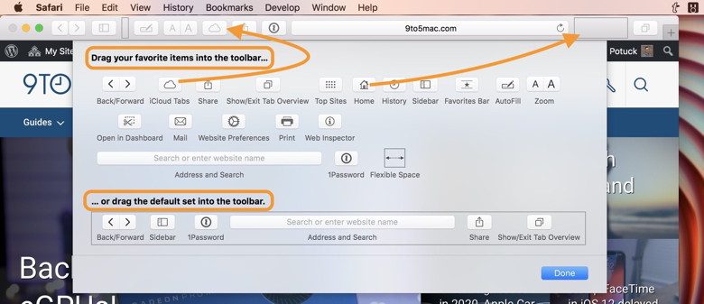 Safari toolbar