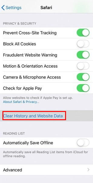 Clear History from Safari