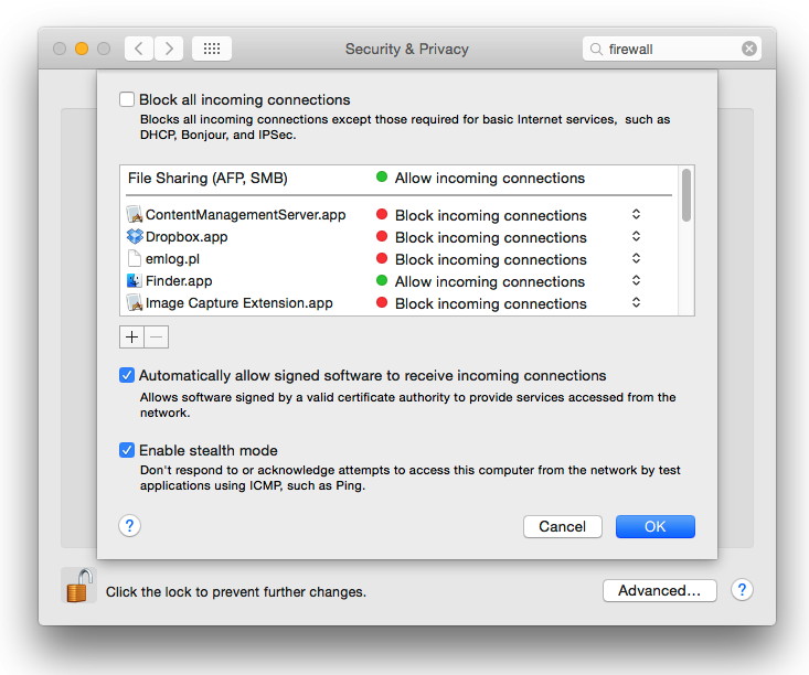 Firewall - Options