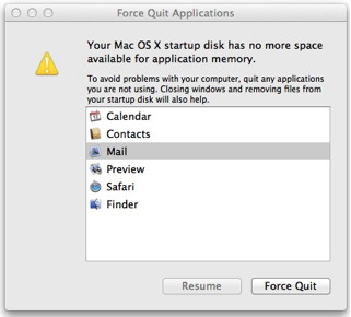 Force Quit with Low Memory Error