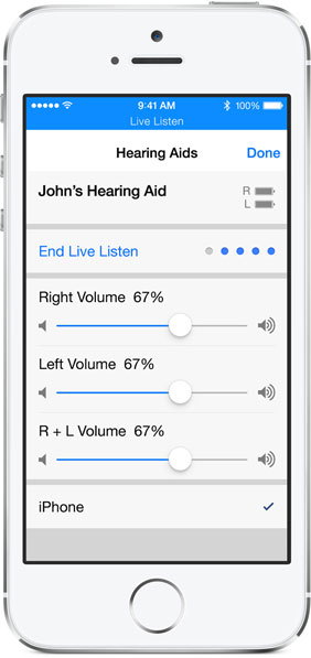 Hearing aid on iPhone