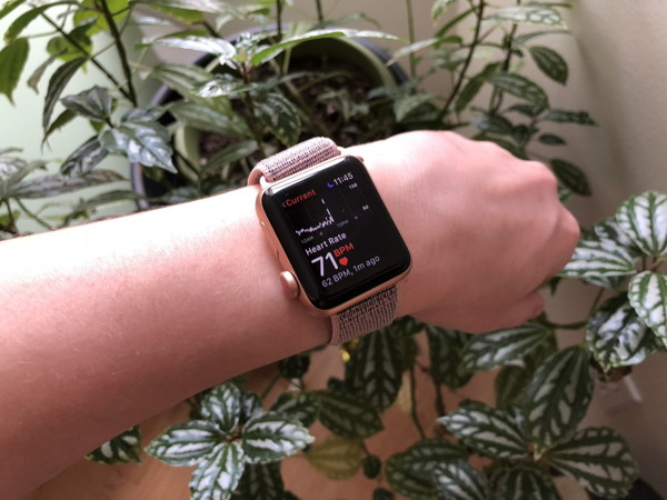 Apple Watch showing heart rate