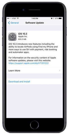 iPhone with iOS 10.3