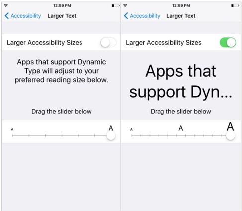 iOS Text Size