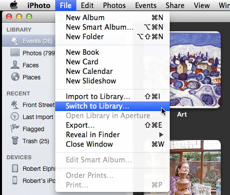 iPhoto - switch Library