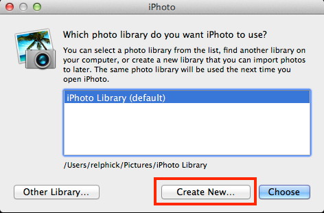 iPhoto - switch Library