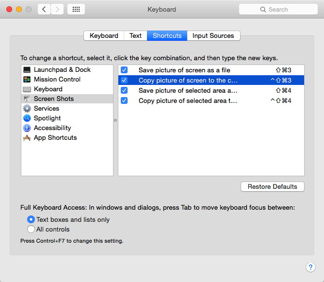 System Preferences - Keyboard