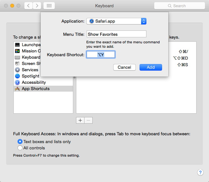 System Preferences - Keyboard