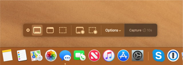 Mojave's screenshot toolbar