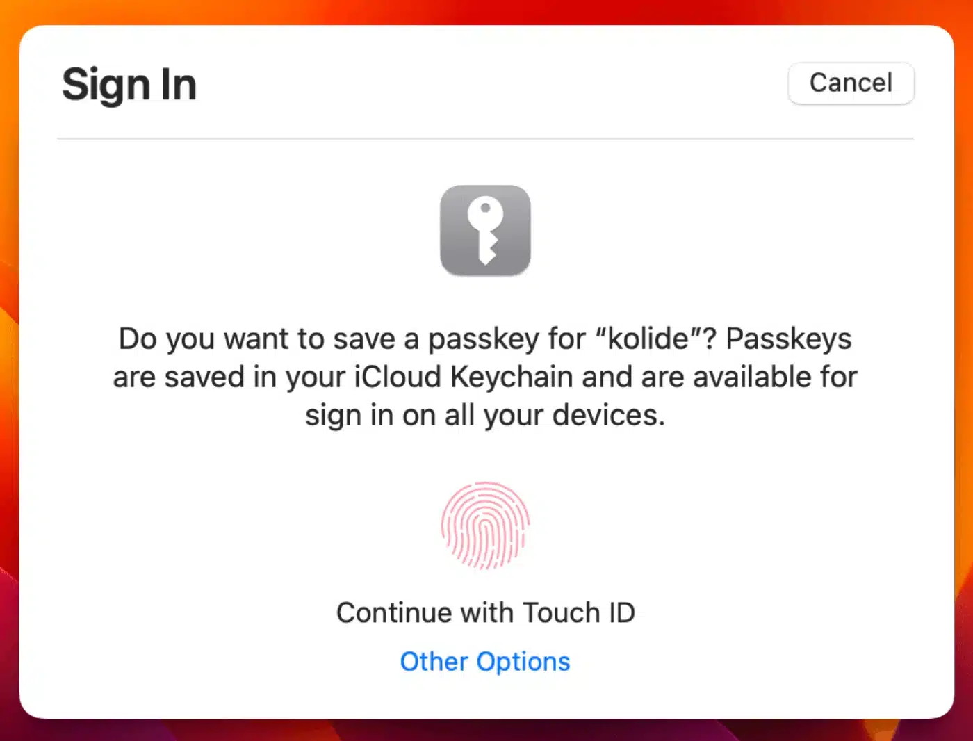 Create a passkey