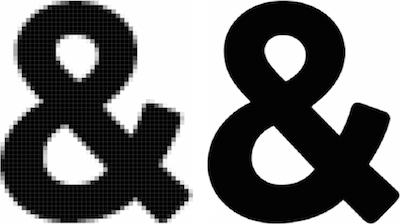 Ampersand at high and low resolution