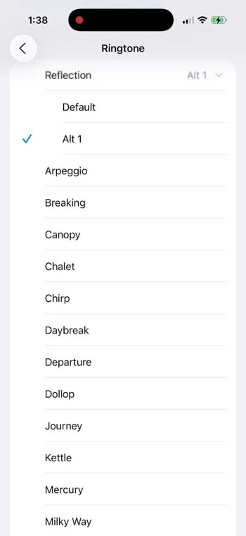 ringtones menu