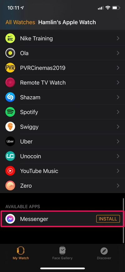 Show/hide Watch apps