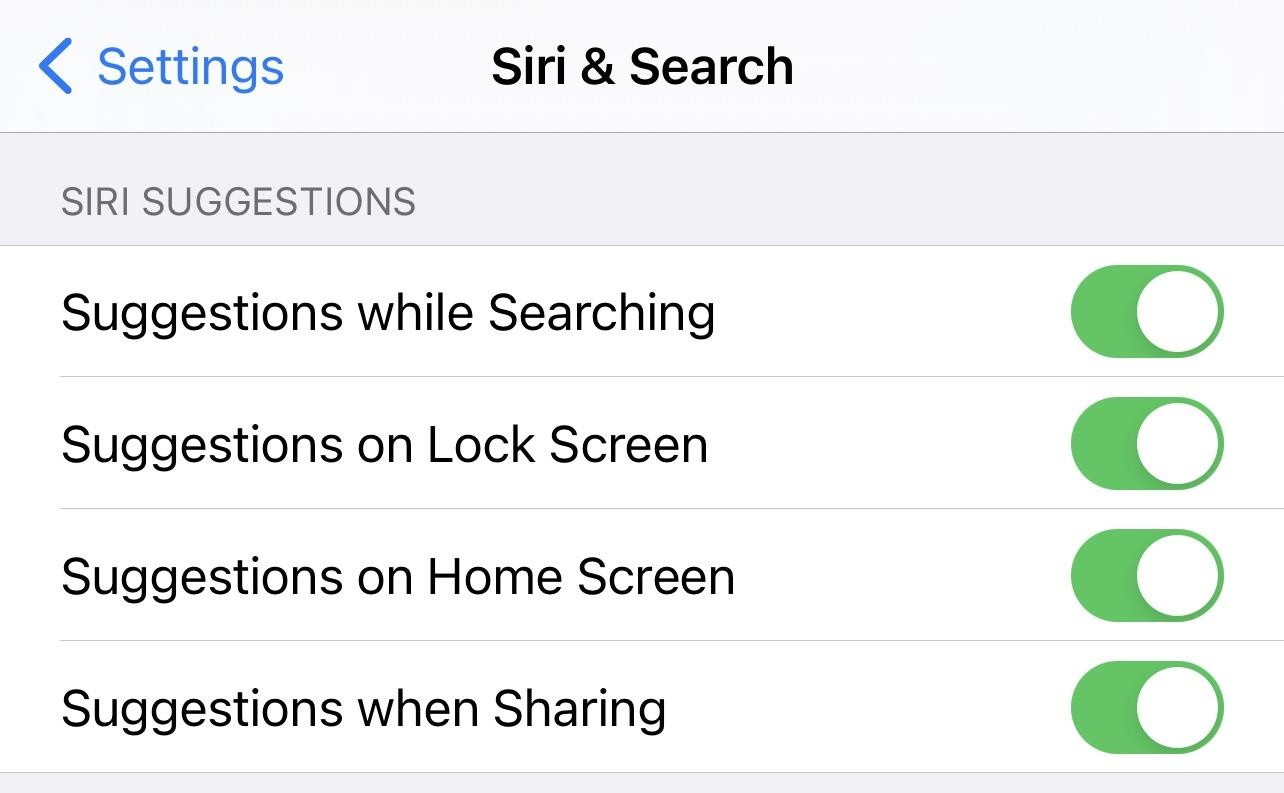 Disable Siri Suggestions