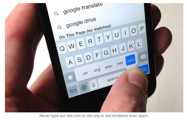 Typing dot com in iDevice