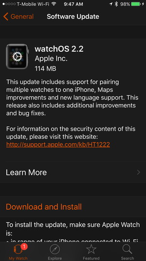 watchOS 2.2 Update