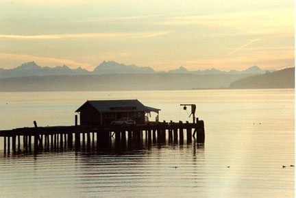 Dock at sunset on Penn Cove